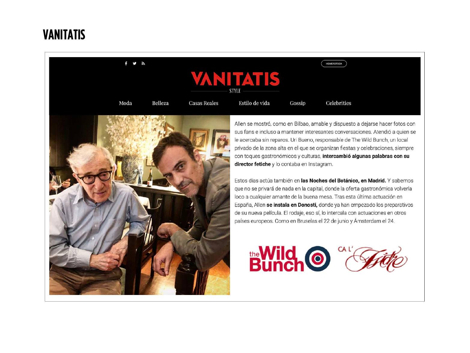 Artículo sobre The Wild Bunch en Vanitatis