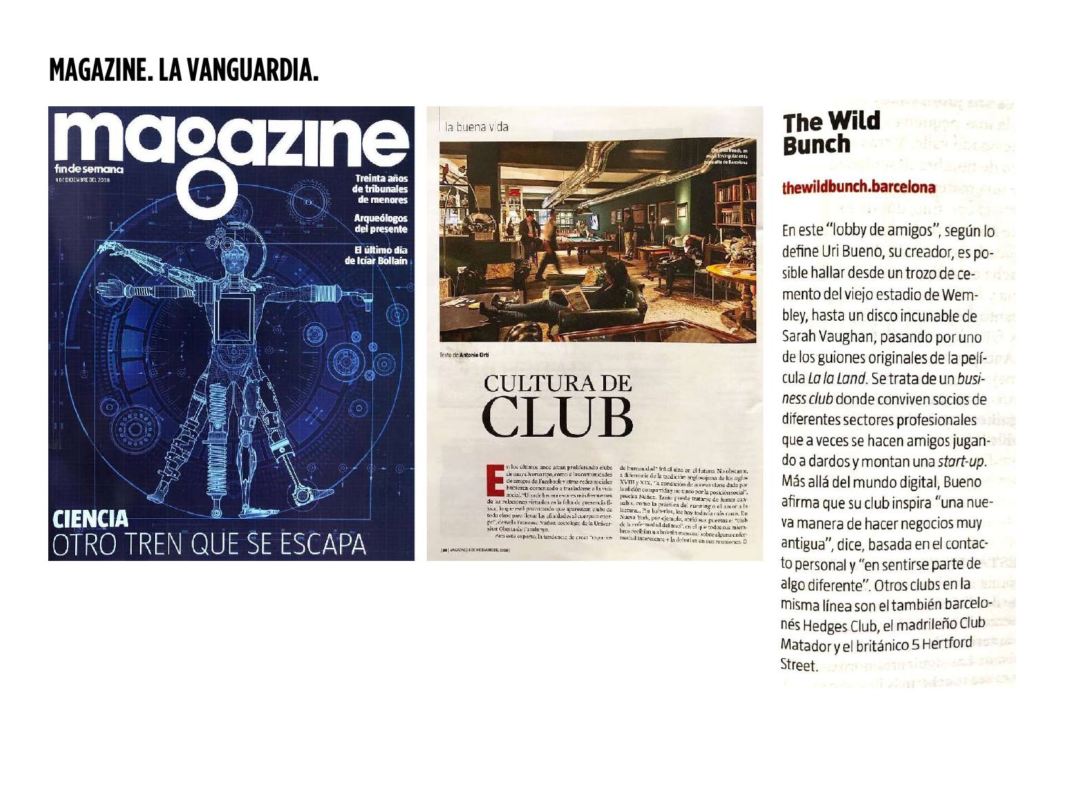 Artículo sobre The Wild Bunch en La Vanguardia Magazine
